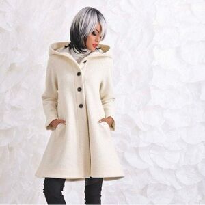 Wool Hooded Swing Coat Jacket